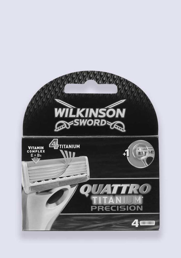 Wilkinson Sword Quattro Titanium Precision Carbon Razor Blades - 4 Pack (Case Size 10)