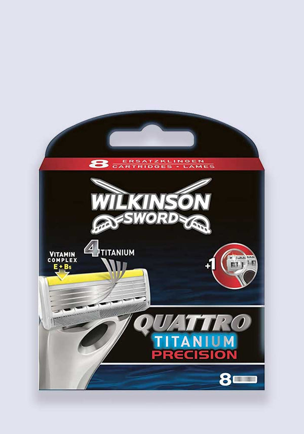 Wilkinson Sword Quattro Titanium Precision Carbon Razor Blades - 8 Pack (Case Size 10)
