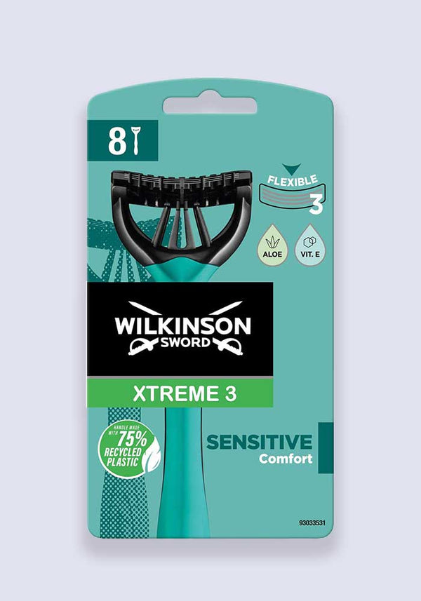 Wilkinson Sword Xtreme 3 Comfort Plus Sensitive Disposable Razors - 8 Pack (Case Size 4)