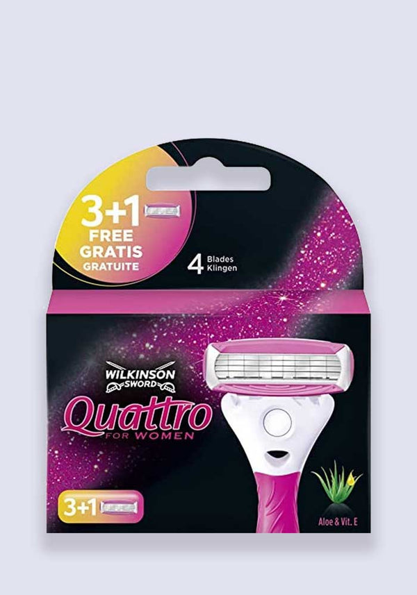 Wilkinson Sword Quattro For Women Razor Blades - 3 + 1 Pack (Case Size 10)