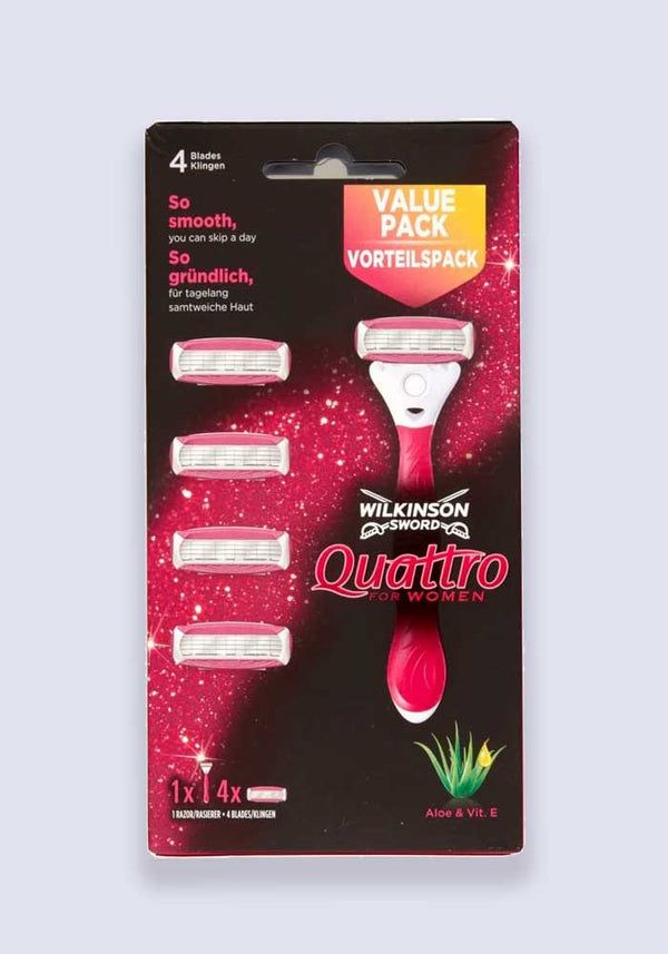 Wilkinson Sword Quattro For Women Razor + 3 Blades (Case Size 5)