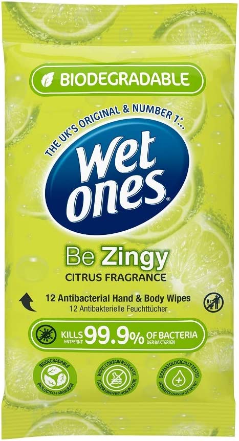 Wet Ones Biodegradable Hand Wipes Be Zingy - 12 Wipes (Case Size 12)