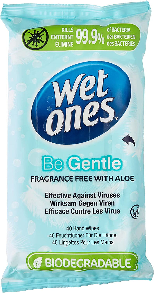 Wet Ones Biodegradable Hand Wipes Be Gentle - 40 Wipes (Case Size 12)